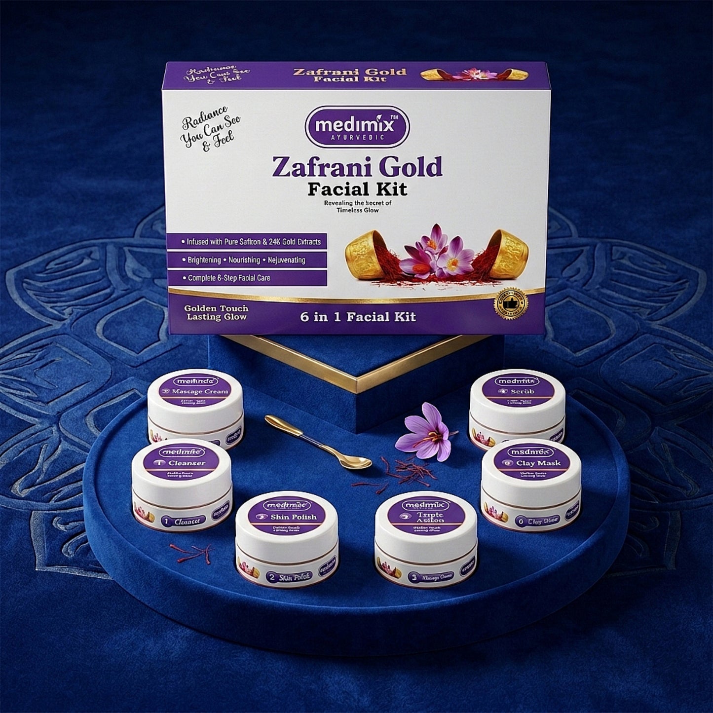 Zafrani Gold 6-in-1 Facial Kit – Saffron & 24K Gold Glow Facial at Home